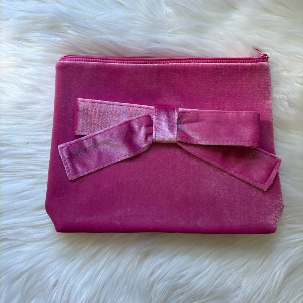 Set of 3 Velvet Bow Makeup Bags